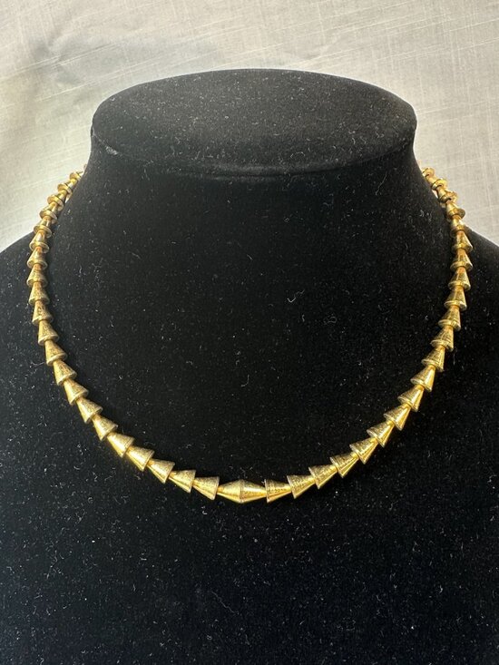 Napier Jewelry - Vintage Napier Gold Tone Triangular Cone Necklace